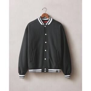 NWOT American Giant Unisex 100% Cotton Letterman Varsity Jacket Black Size XL